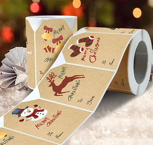 Noel Hediye Etiketleri Noel Etiketleri Kendinden Yapışkan Noel Etiket Etiketleri Parti Tatili için Rulo Başına 250 PCS