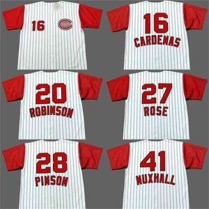 Proword C202 Chicago 28 Vada Pinson 16 Leo Cardenas 27 Pete Rose 20 Frank Robinson 41 Jo​​e Nuxhall Baseball Jersey Stitched