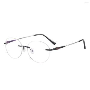 Sunglasses Frames Colorful Round Fashion Men And Women Rimless Memory Metal Optical Frame For Lenses Myopia Presbyopia Progressive