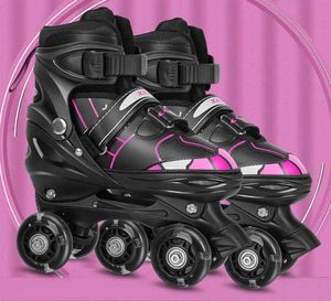 Schlittschuhe Kinder Inline Roller Zweireihige Skating Schuhe Für Kinder Einstellbare Sneaker Flash Pu Rad Patines Atmungsaktive Sport L221014
