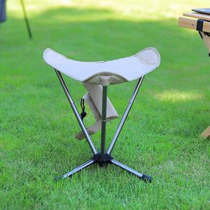 Camp Furniture Outdoor Aluminum Alloy Moon Chair Folding Fishing Stool Portable Small Triangle Maza Hiking Tourist Garden