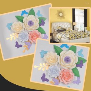 Dekorativa blommor 2022 DIY PAPER BACKDROP ARTICIAL SET Bedroom Wall Deco Half Made Flower Vedio Tutorials