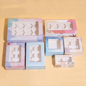 Geschenkomschakeling stks Koreaans papier Cup Cake Box Grids Transparante raammuffinkoekjes Bakdozen