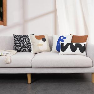 Pillow Nordic Simple Printed Cotton Linen Cover Art Abstract Print Decorative Pillowcase Living Room Pillows For Sofa