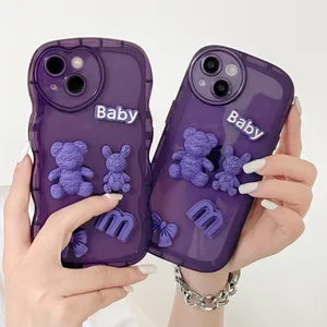 Custodie per telefoni fai-da-te color lavanda, adorabili, cristalline, morbide, in silicone, TPU, cover posteriore, custodia personalizzata, per Iphone 14 13 12 11 Pro Max XR XS Max 8 7 6S Plus