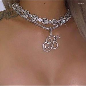 Chains 2022 Square Round Circle Shaped Micro Pave Iced Out CZ Chain Necklace For Men Women Party Dance Hip Hop Clavicle