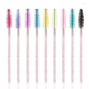 Makeup Brushes 50 Pcs Disposable Crystal Eyelash Extension Brush Diamond Handle Mascara Wands Women Tools