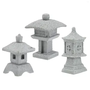 Dekoracje ogrodowe 3PCS Pagoda Statue Decor mini krajobraz Lantern miniaturowy dekoracja zen chińska ornament azjatyckie japońskie małe figurki