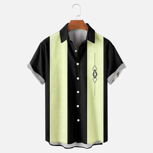 Männer Casual Hemden Herren Gestreiftes Sommermode Hemd Umlegekragen Lose Streetwear Kurzarm Knöpfe Bluse Camisa Hombre