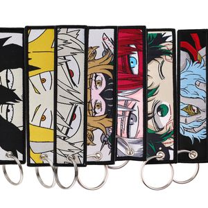 Keychains colhedas japoneses My Hero Academia Keytag Bordado FOBS FOBS para motocicletas Carros Backpack Chaveiro Tag Ring Gift Smtwd