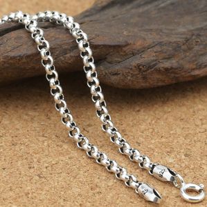 Colares de pendentes de prata pura 3 mm de espessura O Link Chain S925 Sweater Sterling 925 Jóias 221026
