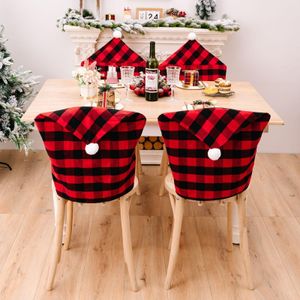 Weihnachten Santa Hut Stuhlhussen Buffalo Plaid Esstisch Stuhl Schonbezüge Urlaub Küche Home Decor BBC156
