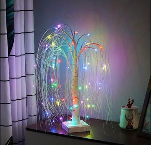 LED WILLOW NIGHT LIGHT JULDEORATIONER GYPSOPHILA Färgglad träd Remote Tablellampa för hem sovrum bröllop jul inomhus dekor