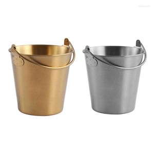 Vorratsflaschen, Mini-Metalleimer, Eimer aus poliertem Edelstahl, mit Griff für Starter, Pflanzen, Eiswürfel, Pommes Frites, Gold oder Silber