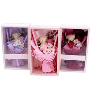 Valentines Day Party Favor 3 Rose Soap Bouquet wedding decoration Gift Box Christmas flower bouquets Birthday Gifts for girlfriend wife