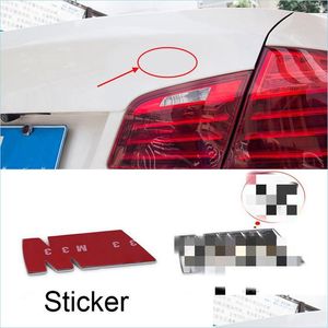 Car Stickers 2Pcs Car Accessories Emblem Badge Stickers For Mpower ///Mpower Blue Red Metal Logo Sticker Badges Drop Delivery 2022 M Dhndb