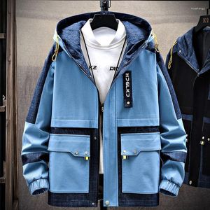 Erkek Ceketler Erkek Ceket 2022 Bahar Sonbahar Takım Renk Eşleşmesi Sıradan denim ceket büyük boyutlu kapüşonlu dış giyim jia508