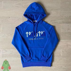 Erkek Hoodies Trailsuit Beyaz Mavi Havlu İşlemeli Polar Hoodie Sweatshirt Pantolon Seti