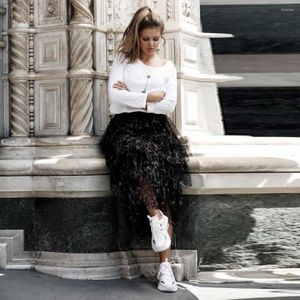 تنورات شارع High Street Leopard Print Tulle Tulle Women Skirt 2022 وصولًا