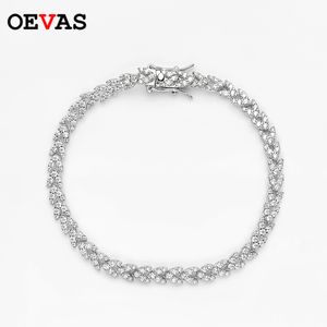 Łańcuch OEVAS 100% 925 Sterling Srebrny błyszczące wysoko węglowe Diamentowe uszy pszenicy Bransoletka dla kobiet zaręczyny Party Wedding Biżuteria 221026