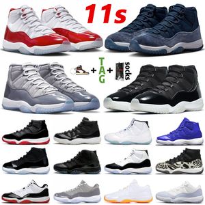 2022 Jumpman 11 Mens Basketball Shoes High OG 11s Midnight Navy Cherry Cool Grey 25th Anniversary Concord Bred Gamma Blue Low Men Women Sneakers Trainers Size 36-47