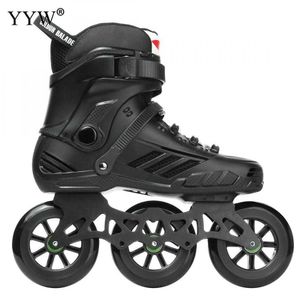 Buz patenleri 3 tekerlekli yetişkin silindir ayakkabıları inline paten profesyonel spor ayakkabı hız patines ücretsiz yarış erkekleri l221014