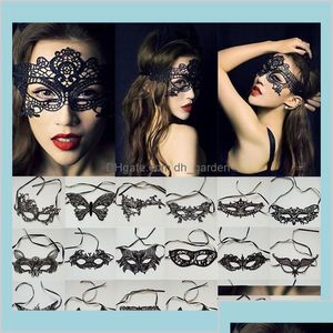 Party Masks Festive Supplies Home Garden Women Sexy Lady Lace Eye Mask For Halloween Venetian Masquerade Event Mardi Gras Ot5D9