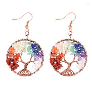 Stud Earrings XQFATE Natural Stone 7 Chakra Tree Of Life Pendant Jewelry For Women Fashion Crystal Wishing Charm