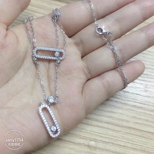 Gioielli di marca caldi collana con una mossa di pietra catena a doppio strato un ciondolo in movimento cz girocollo gioielli in argento sterling 925 francia