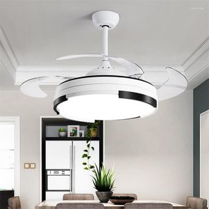 Tavan Fanı Işıklar Uzak 3 Renk Led Görünmez Bıçak Modern Basit Dekoratif Ev Oturma Odası Yemek