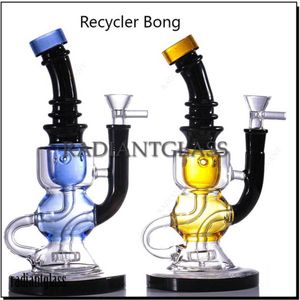 Bongohs Recycler Bongue grosso Bongos de vidro dobrado Funil e Percolator de chuveiro para fumantes de tabaco Mini bongos artesanais porteira porra