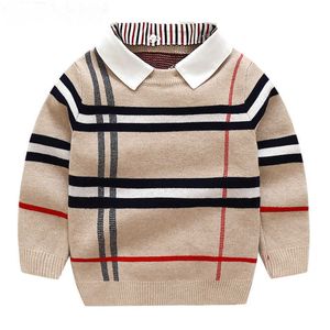 Kleidung Sets Herbst Warme Wolle Jungen Pullover Plaid Kinder Strickwaren Jungen Baumwolle Pullover Pullover 2-7y Kinder Mode Oberbekleidung