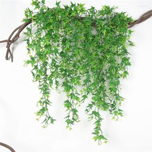 Decorative Flowers 5Pcs Artificial Sweet Potato Leaf Maple Willow Simulation Plant Vine Hanging Garden Bar Family Wedding Decoration