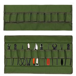 Storage Bags Portable Tool Roll Bag Durable Green Rainproof Canvas Garden Repair Tools For Pliers Scissors Organizer Case