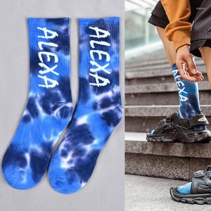 Men's Socks Fashion Tie Dye Men's Ins Trendy Street Hip Hop Basketball Sports Cotton Knitted Colored Cool