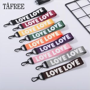 Keychains Bedanyards Ta Love Pescoço Straping Webbing Keychain Id Titular Lanyard Telefone celular Ribbon key Belt Acessórios Correntes Drop Smthx