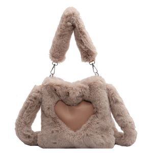 Winter imitation kaninchenfell strohtasche dame eine schulter umhängetasche handtasche kaninchen haar taschen für frau