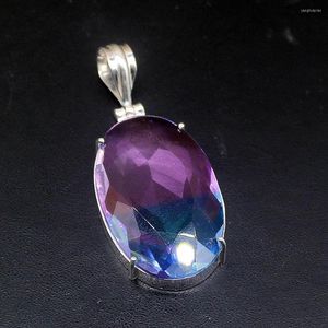 Pendant Necklaces Hermosa Jewelry Elegant Sunny Dichroic Glass Silver Color Charm Necklace For Women Gifts