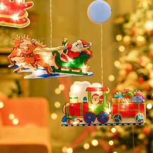 Strings 1PC Christmas Decorations For Home Led Lights With Suction Cup Hook Hanging Window Light Night Year 2022 Decor Accessories