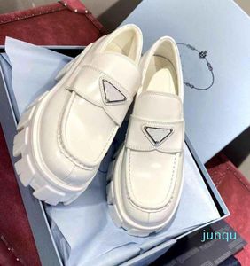 Komfort Monolith gebürstetes Leder Loafers Schuhe Sliper On Damen Oxford Chunky Rubber Luxus Fashion Lug Sole Platfrom