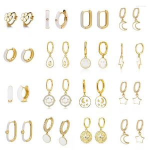 Hoop Earrings One Pair Small Woman White Enamel Series Multi- Mini Drop Earring For Women Round Circle Ear Jewelry 2022