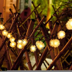 Strings Solar LED String Fairy Lights Nandelion Waterproof Furry Snowball Lamp 5m 7m For Christmas Wedding Party Garden Outdoor Decor