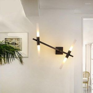 Lampes murales Kobuc nordique minimaliste or café noir appliques de chevet allée TV fond lampe rotative lumière avec douille d'ampoule G9