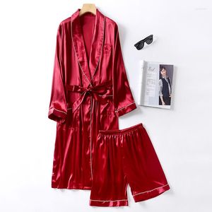 Men's Sleepwear Two-Pieces Bathrobe Women Nightgown Kimono Loose Animal Silky Long Sleeve Robe Night Chinese