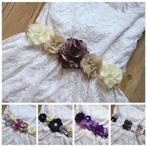 Hair Accessories Glitter Sequins Bowknot Women Belts Hand Sewning Beads Flower Sash Maternity Waistband DIY Dress Decoration Pography Props