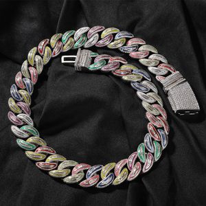 Hip Hop Colorful Glow-in-the-Dark Tennis Cuban Chain Bling 5A Zircon Christmas Gift 20mm