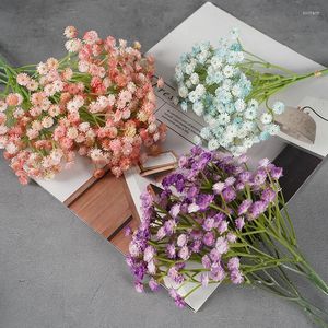 Decorative Flowers Simulation Dried Flower Small Single Branch Gypsophila Plastic Rose Bouquet Vase Living Room Decoration Backdrop Home