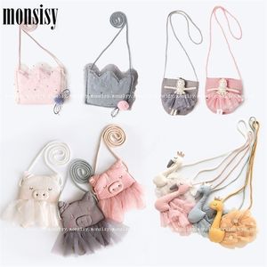 Ryggsäckar Monsisy Children Wallet Kid Coin Purse and Handbag for Girl Mini Bag Kawaii Swanpigbirddoll Crossbody Bag Baby Lace Bags 221027