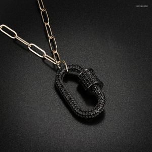 Подвесные ожерелья Ranos Clasp Carabiner Locklace Ожерелье Овальное разъем Micro CZ для модных ювелирных аксессуаров NYL0031124