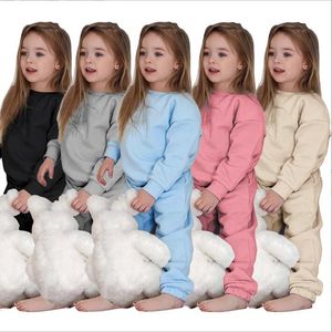 Completi di abbigliamento firmati per bambini Ragazze Abiti invernali autunnali Pantaloni con cappuccio in velluto Ragazzi Tute sportive casual Bambino Solido Cappotto semplice Pantaloni Tute Sportwear BC148